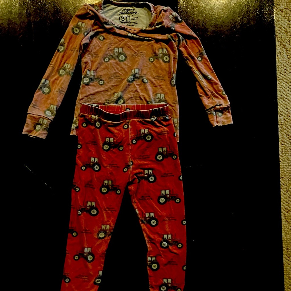 Red tractor pajamas